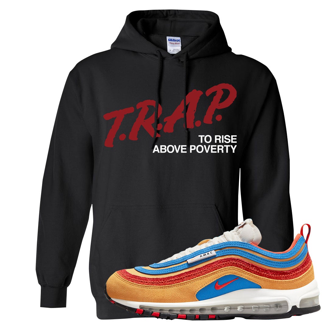 Tan AMRC 97s Hoodie | Trap To Rise Above Poverty, Black