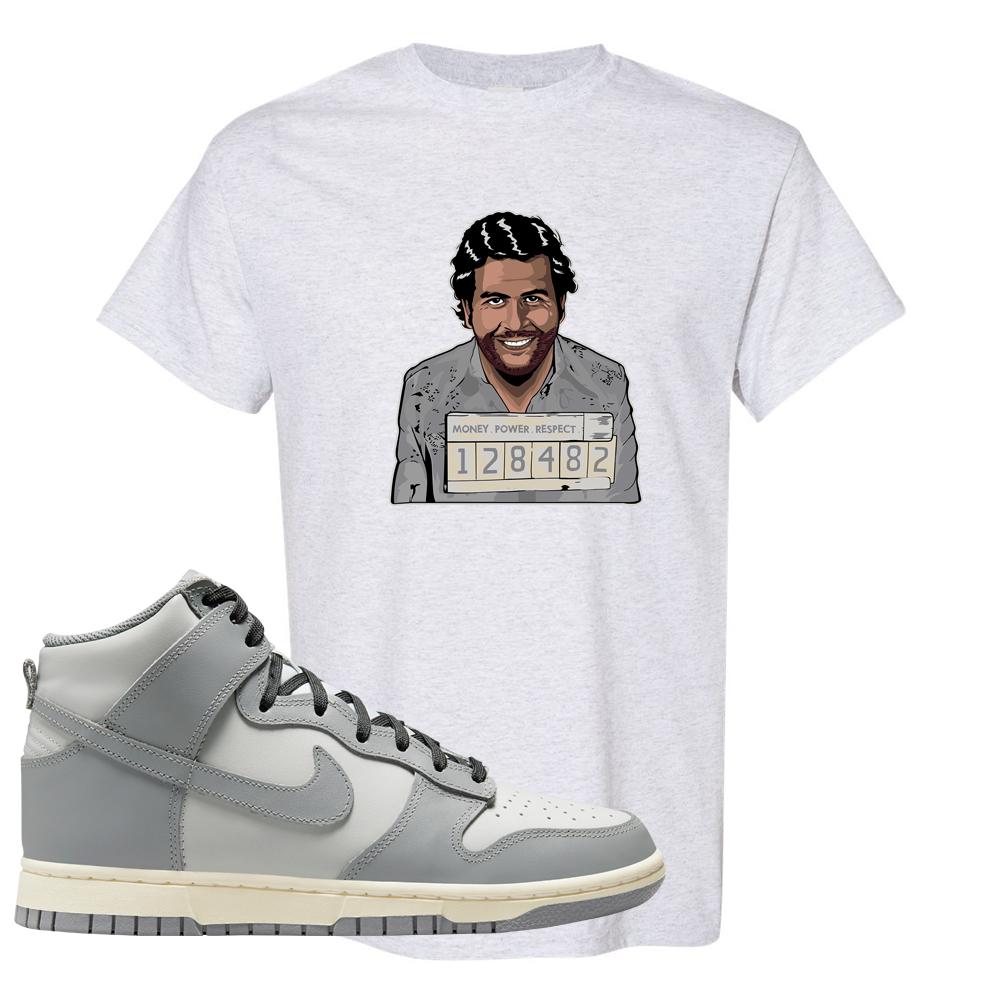 Aged Greyscale High Dunks T Shirt | Escobar Illustration, Ash