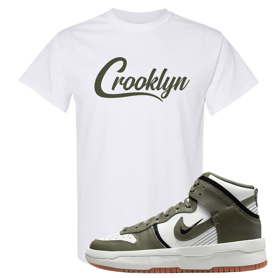 Cargo Khaki Rebel High Dunks T Shirt | Crooklyn, White