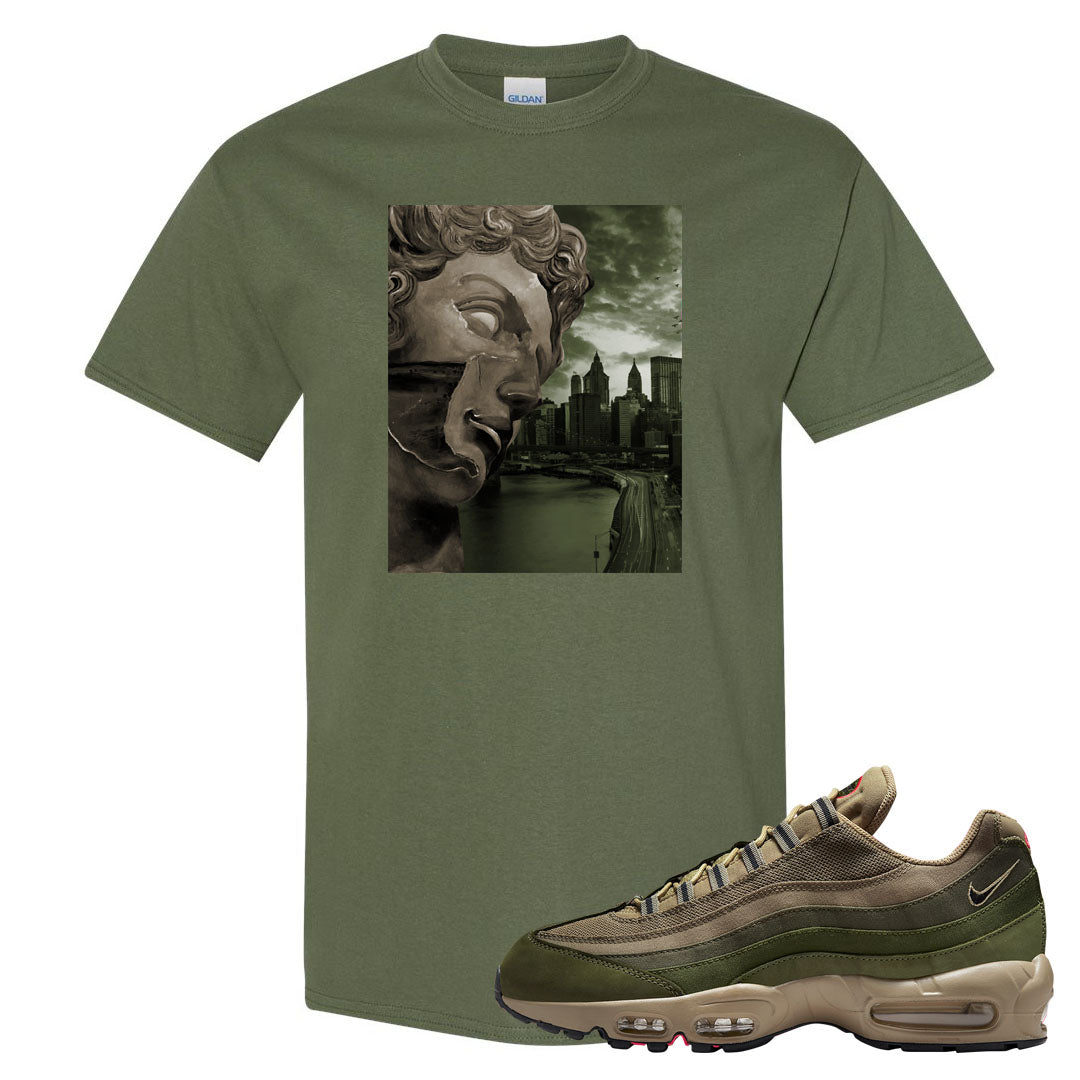 Medium Olive Rough Green 95s T Shirt | Miguel, Military Green