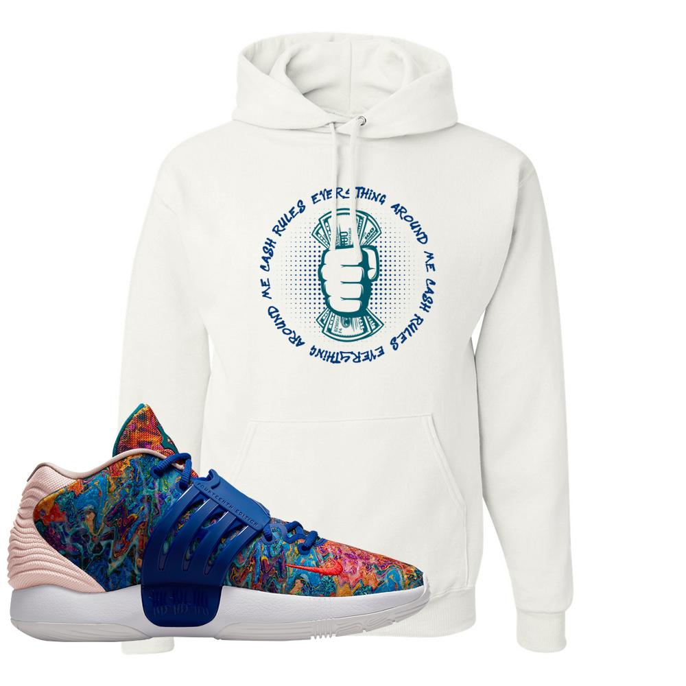 Deep Royal KD 14s Hoodie | Cash Rules Everything Around Me, White