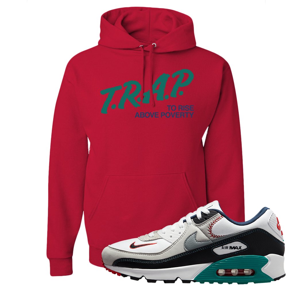 Air Max 90 Backward Cap Hoodie | Trap To Rise Above Poverty, Red