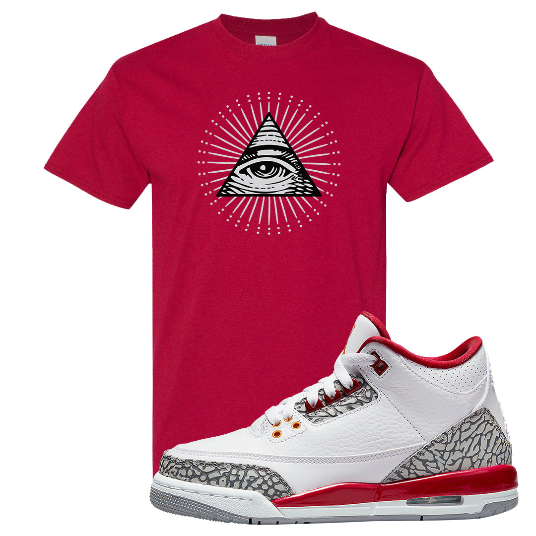 Cardinal Red 3s T Shirt | All Seeing Eye, Cardinal