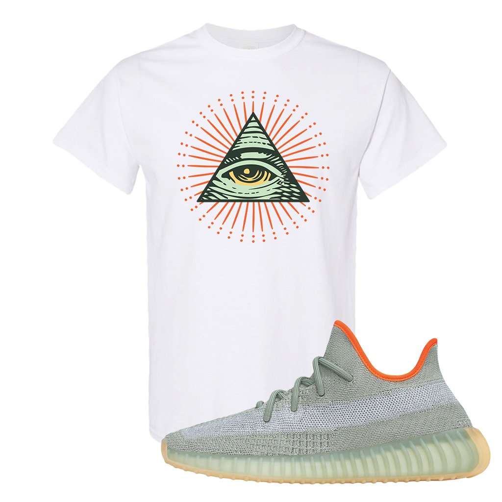 Yeezy 350 V2 Desert Sage Sneaker T Shirt |All Seeing Eye | White