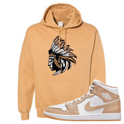 Air Jordan 1 Mid Tan Leather Hoodie | Indian Chief, Old Gold