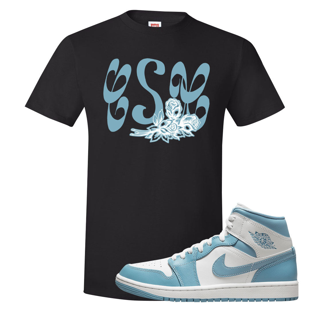 University Blue Mid 1s T Shirt | Certified Sneakerhead, Black