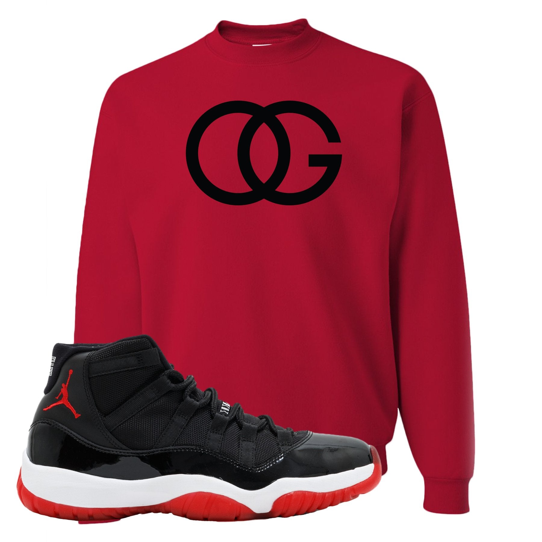 Jordan 11 Bred OG Red Sneaker Hook Up Crewneck Sweatshirt
