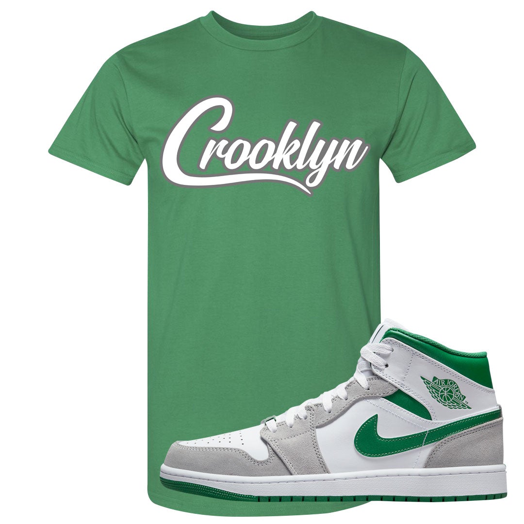 Light Smoke Pine Green Mid 1s T Shirt | Crooklyn, Kelly Green