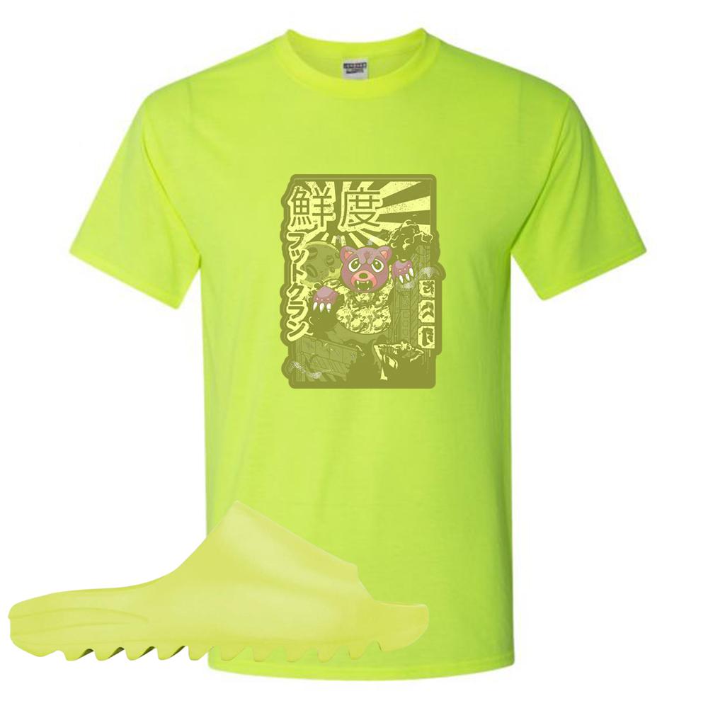 Glow Green Slides T Shirt | Attack Of The Bear, Safety Yellow