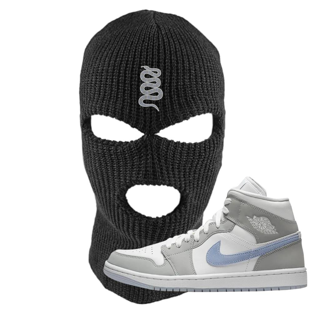 Wolf Grey Mid 1s Ski Mask | Coiled Snake, Black