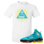 South Beach Christmas Bron 19s T Shirt | All Seeing Eye, White