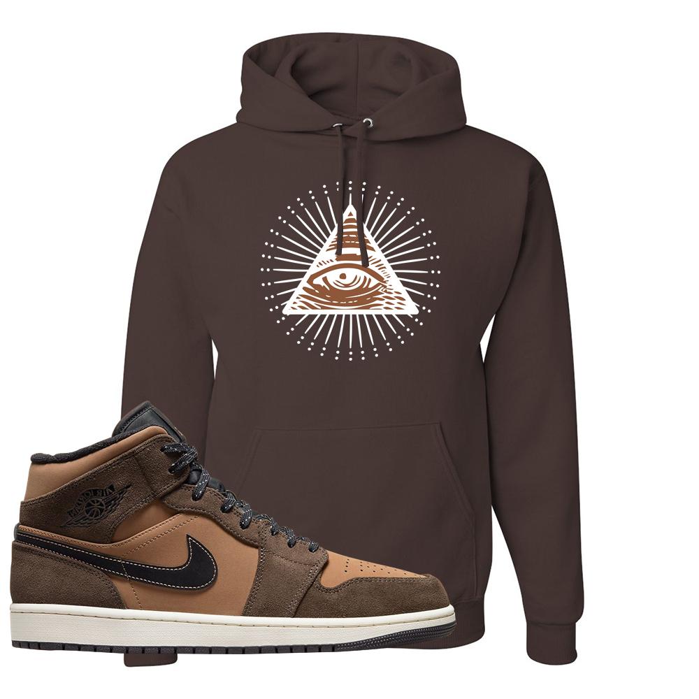 Earthy Brown Mid 1s Hoodie | All Seeing Eye, Dark Chocolate