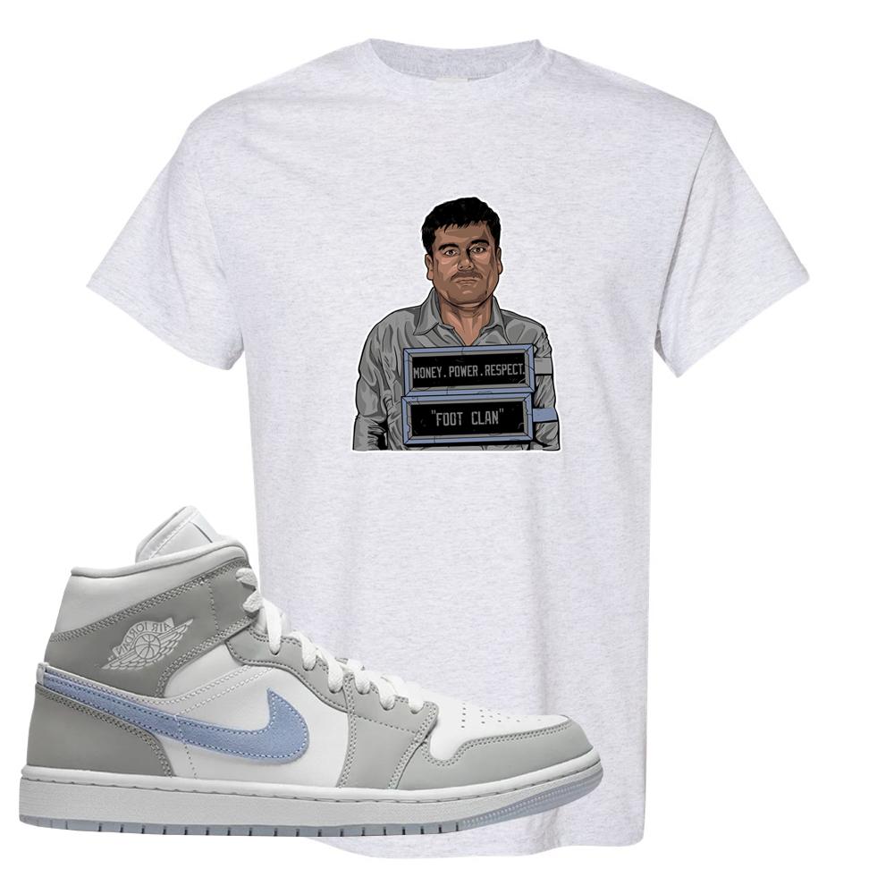 Wolf Grey Mid 1s T Shirt | El Chapo Illustration, Ash