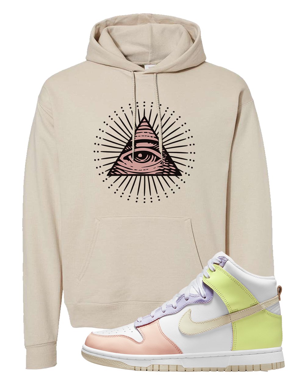 Cashmere High Dunks Hoodie | All Seeing Eye, Sand