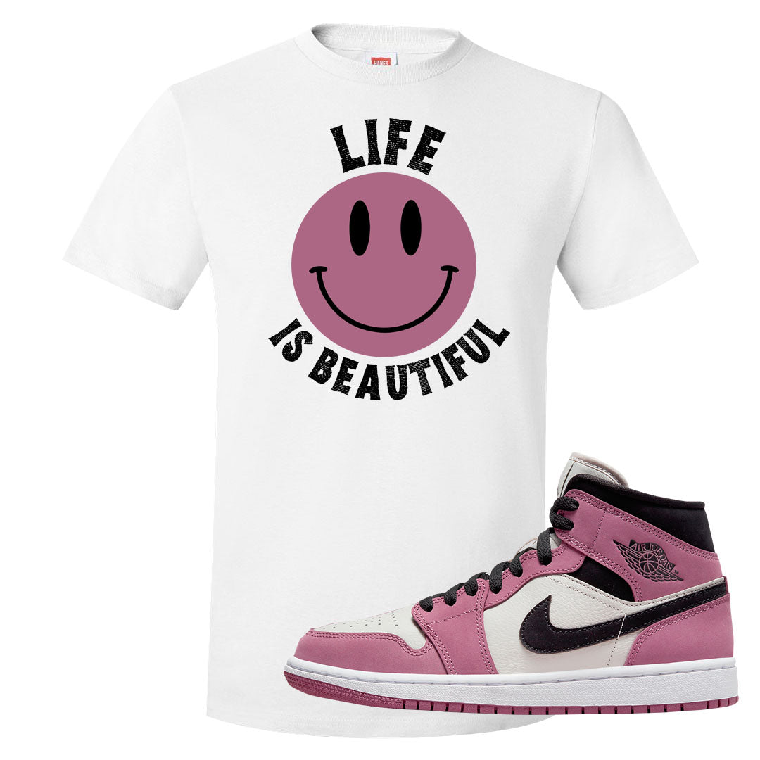 Berry Black White Mid 1s T Shirt | Smile Life Is Beautiful, White