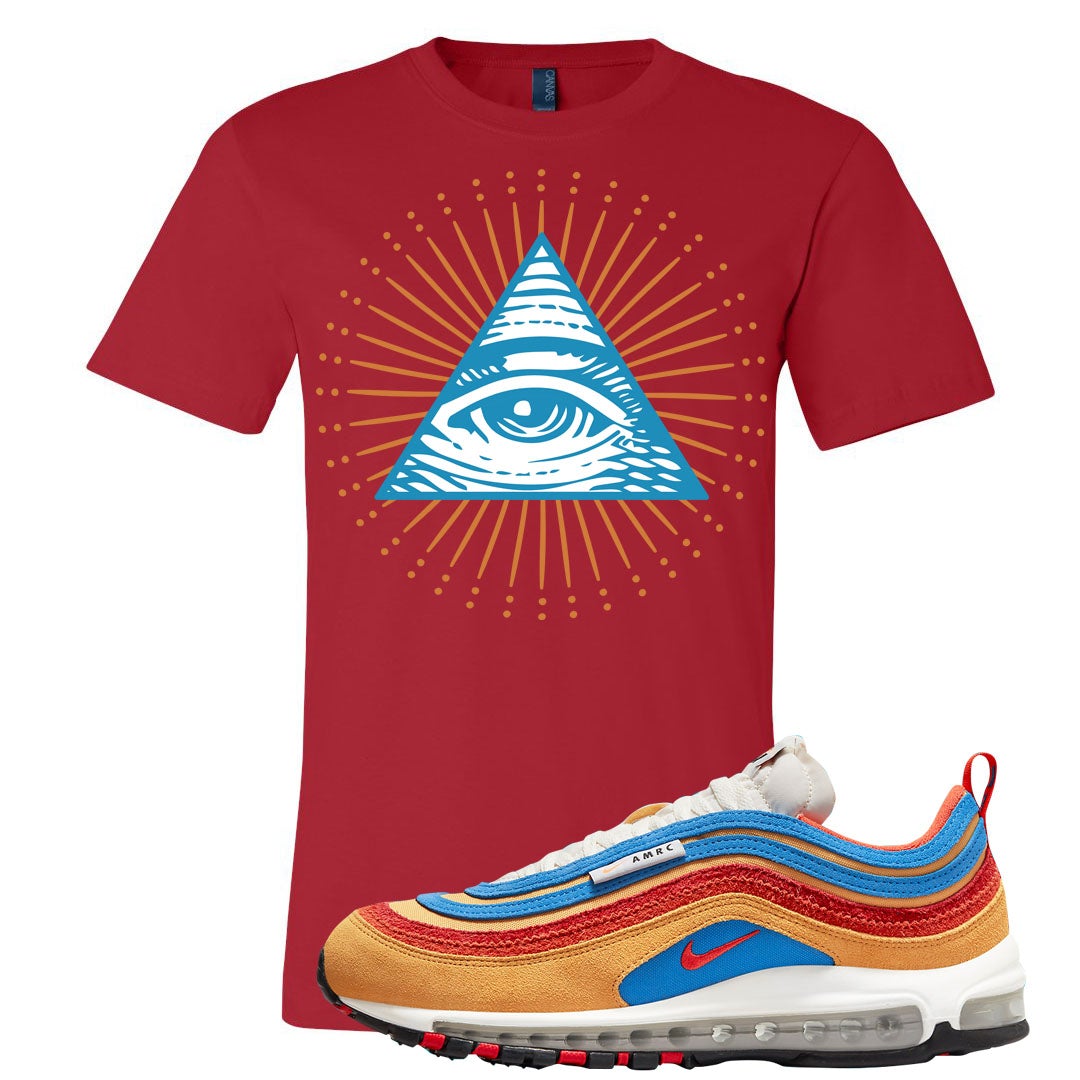 Tan AMRC 97s T Shirt | All Seeing Eye, Red