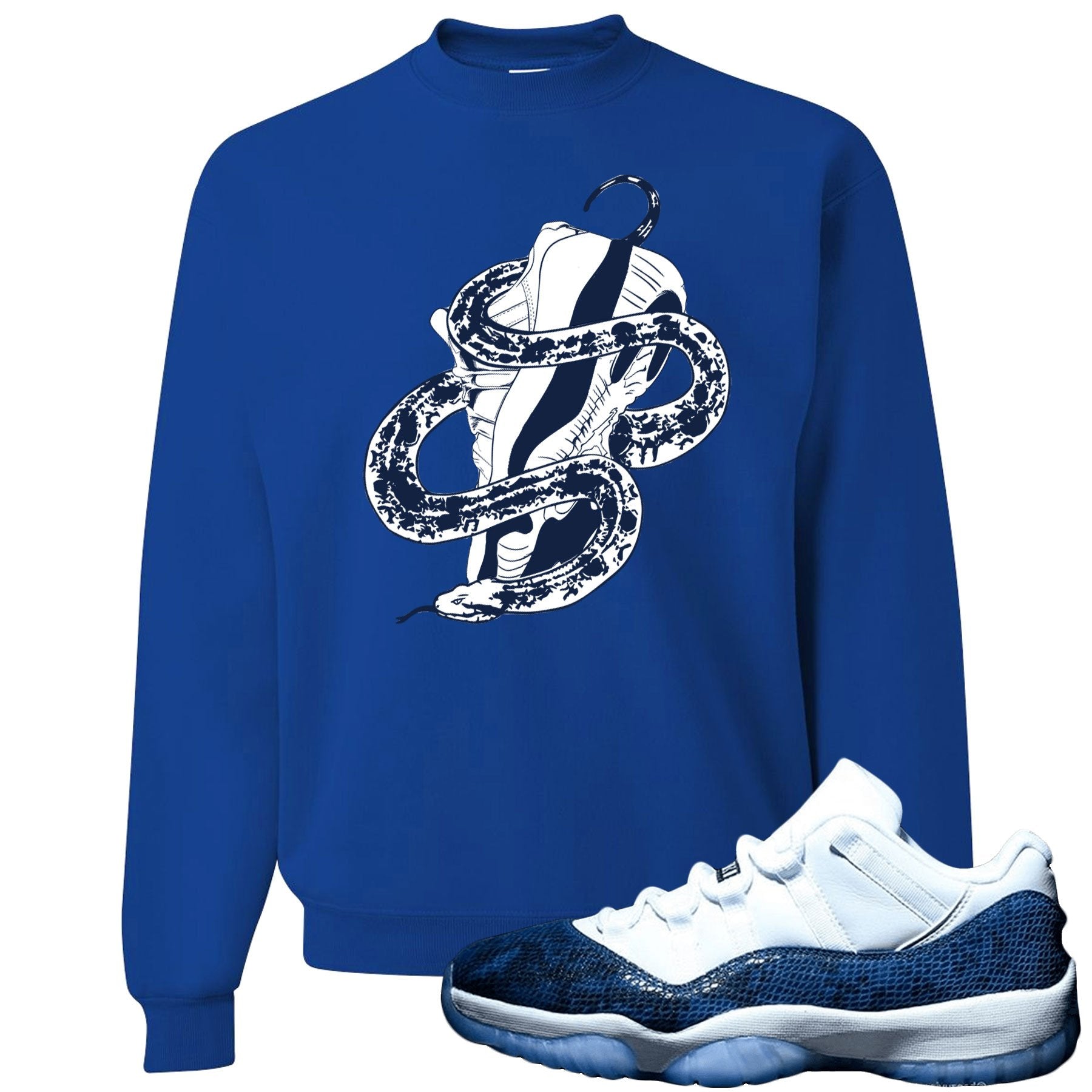 Snakeskin Low Blue 11s Crewneck Sweater | Snake Around Shoes, Royal Blue