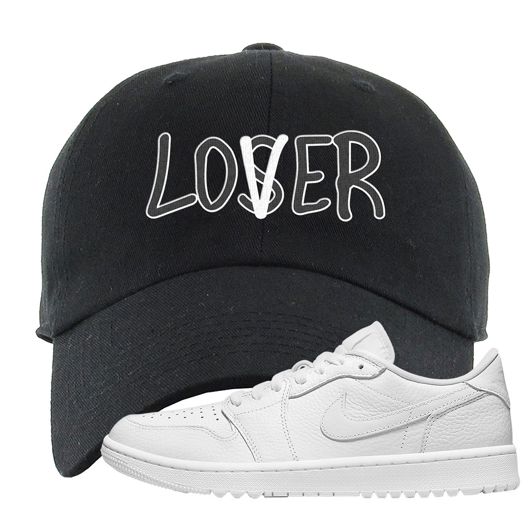 Triple White Golf Low 1s Dad Hat | Lover, Black