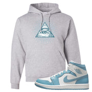 University Blue Mid 1s Hoodie | All Seeing Eye, Ash