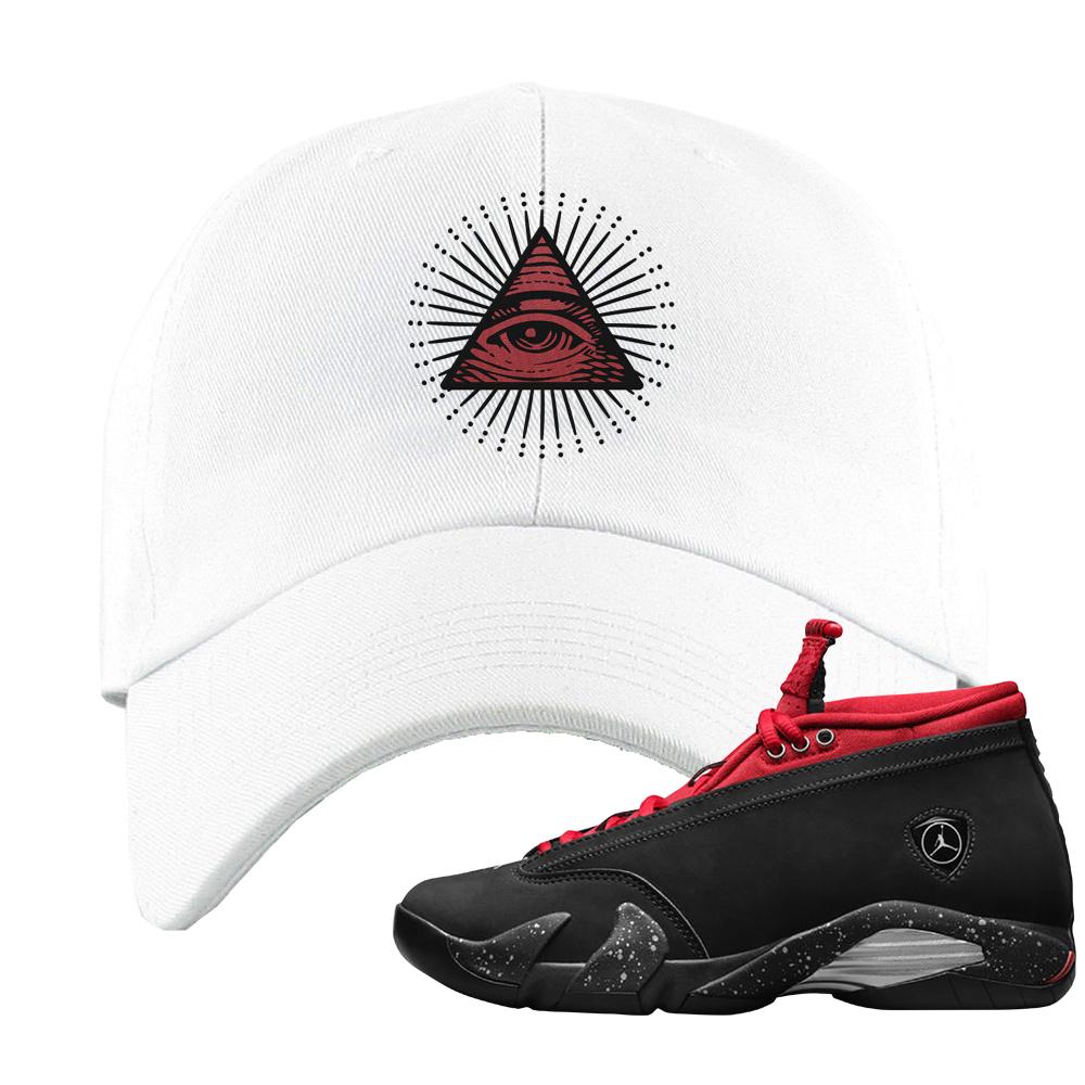 Red Lipstick Low 14s Dad Hat | All Seeing Eye, White