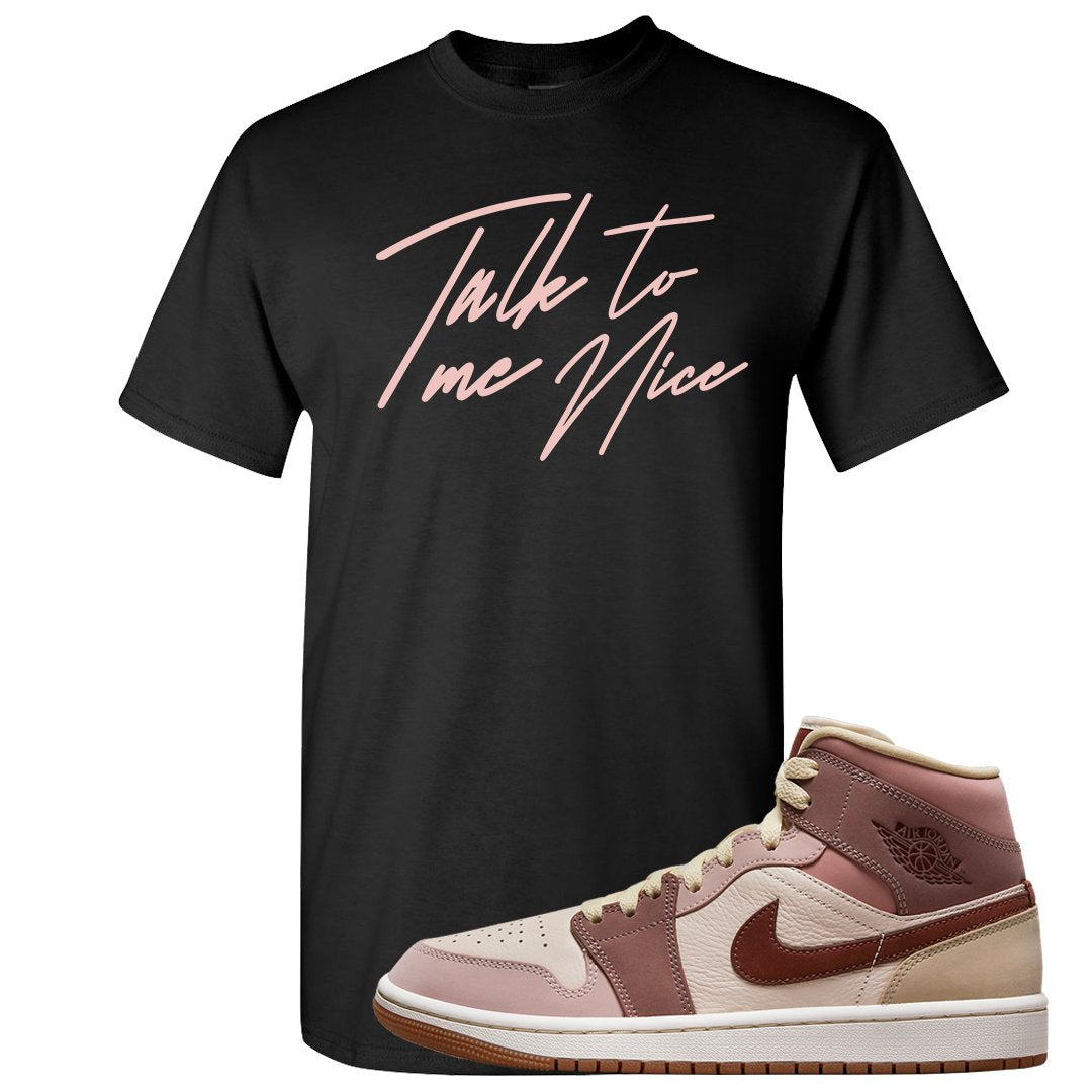 Pink Sand Mauve Mid 1s T Shirt | Talk To Me Nice, Black