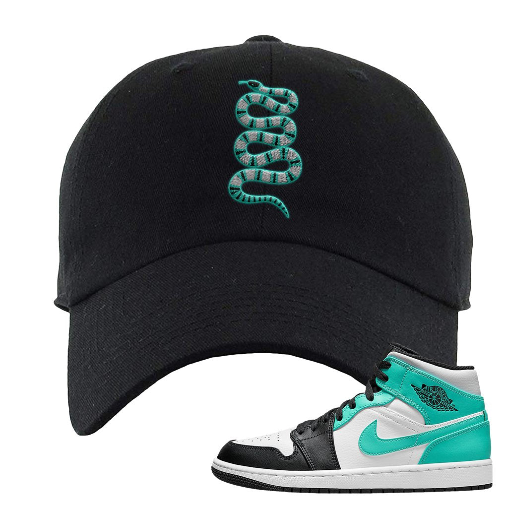 Air Jordan 1 Mid Tropical Twist Dad Hat | Coiled Snake, Black