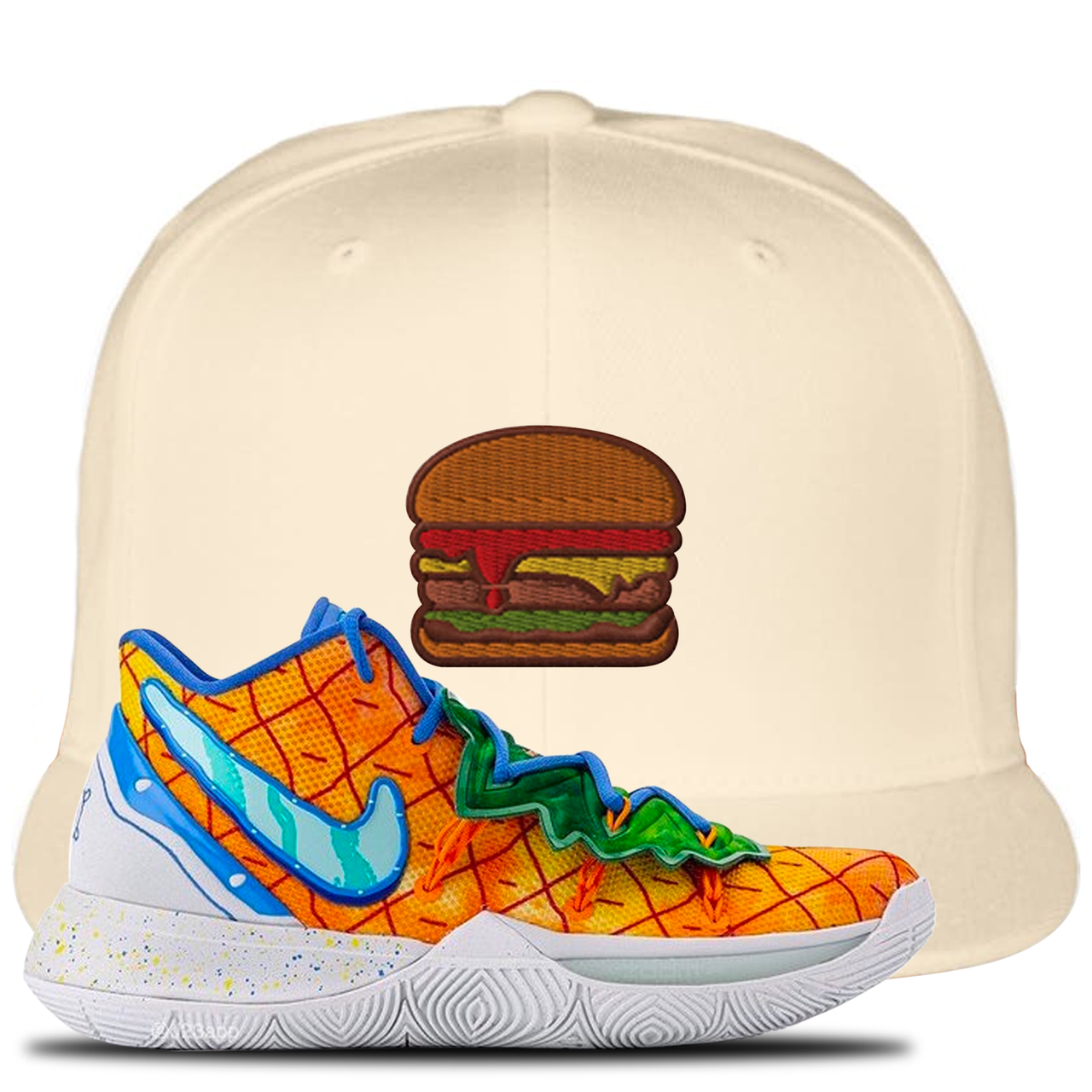 Kyrie 5 Pineapple House Burger White Sneaker Hook Up Snapback Hat