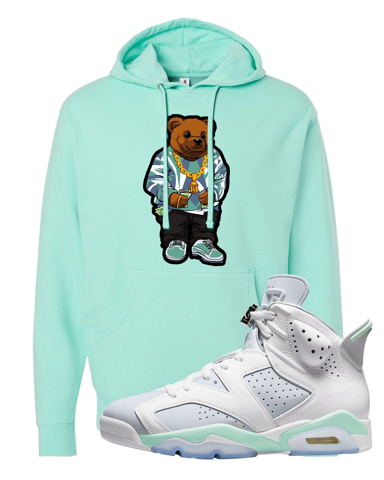 Mint Foam 6s Hoodie | Sweater Bear, Mint