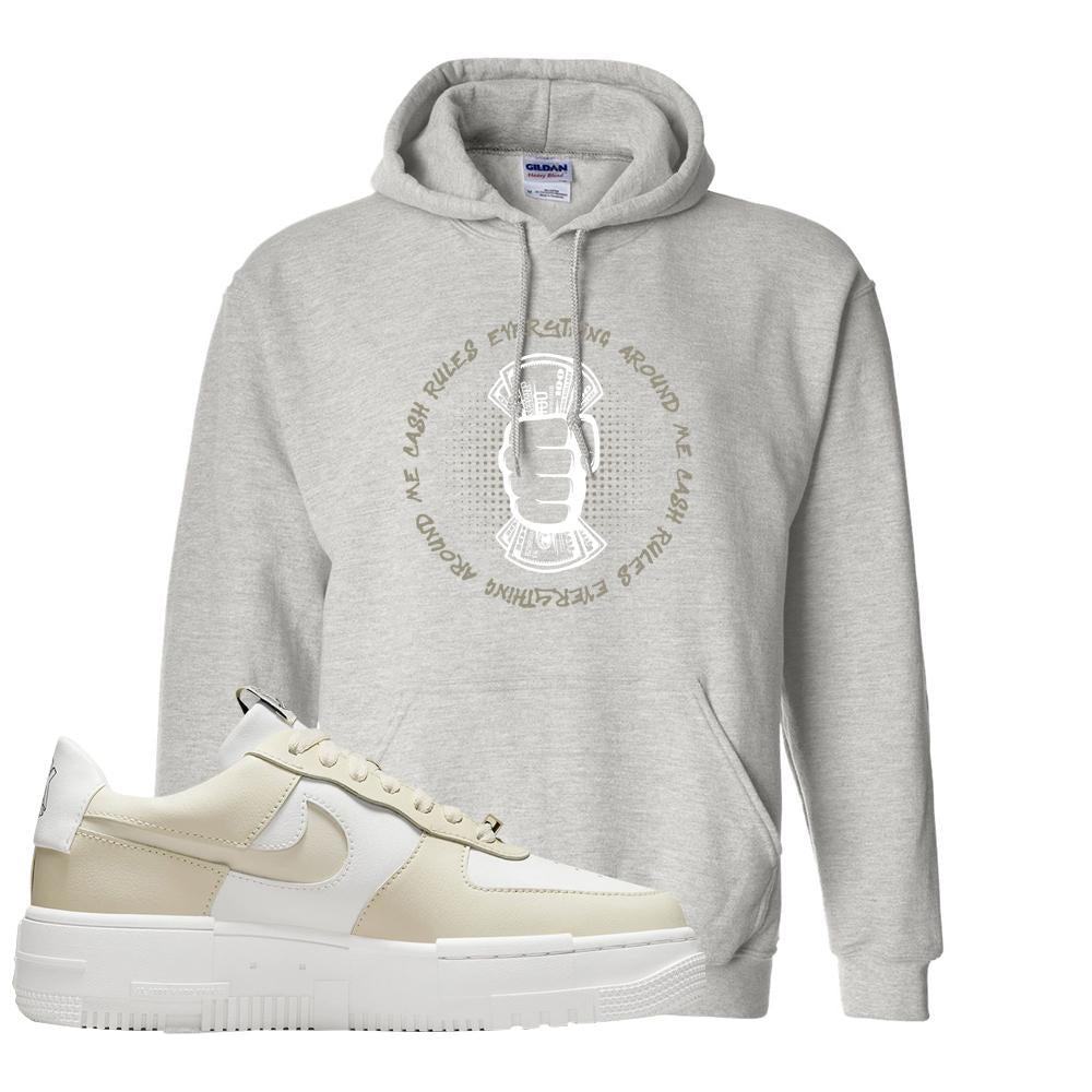 Pixel Cream White Force 1s Hoodie | Cash Rules Everything Around Me, Ash