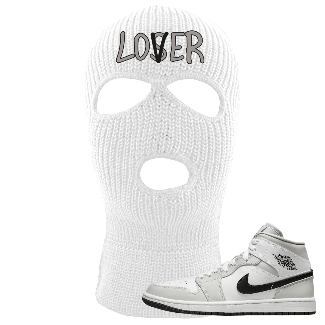 Light Smoke Grey Mid 1s Ski Mask | Lover, White