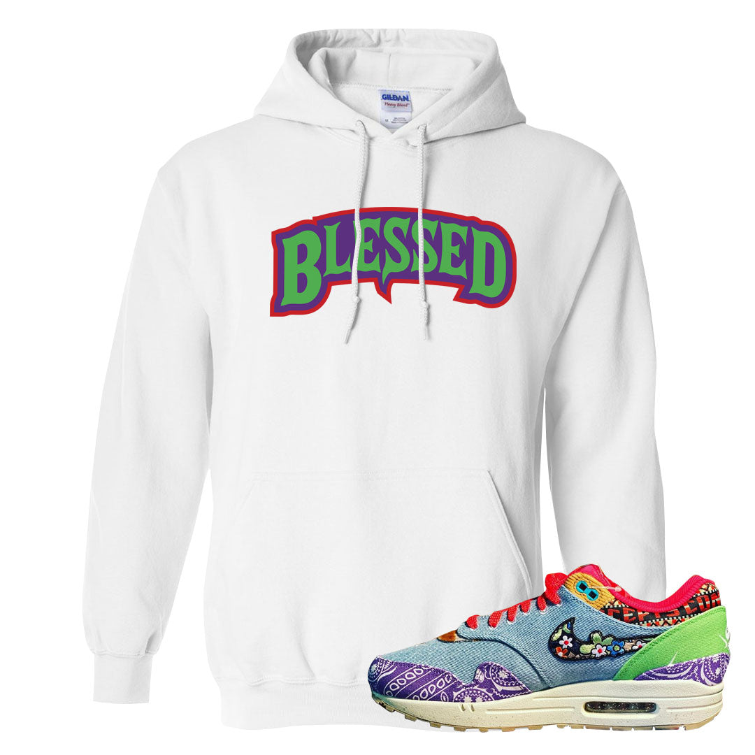 Bandana Paisley Max 1s Hoodie | Blessed Arch, White