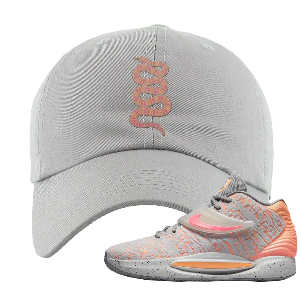 Sunset KD 14s Dad Hat | Coiled Snake, Light Gray