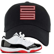Jordan 11 Low White Black Red Sneaker Black Dad Hat | Hat to match Nike Air Jordan 11 Low White Black Red Shoes | Jordan 11 23