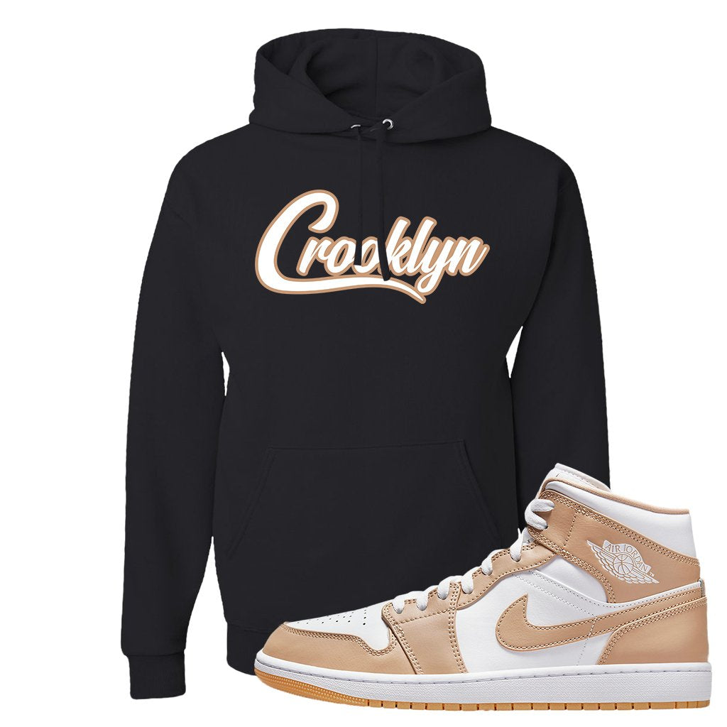 Air Jordan 1 Mid Tan Leather Hoodie | Crooklyn, Black