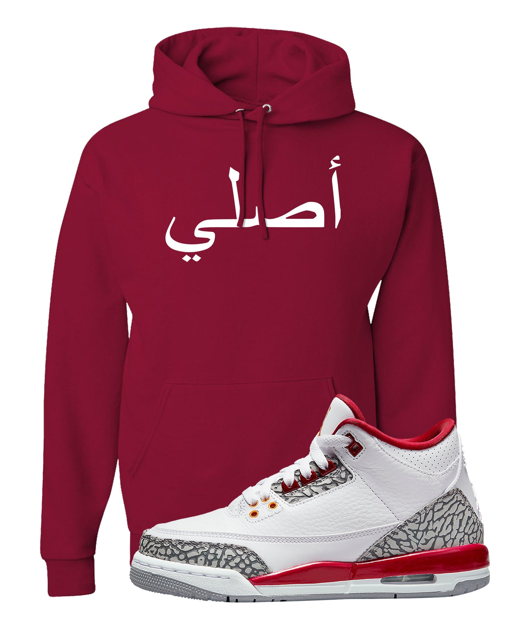 Cardinal Red 3s Hoodie | Original Arabic, Cardinal