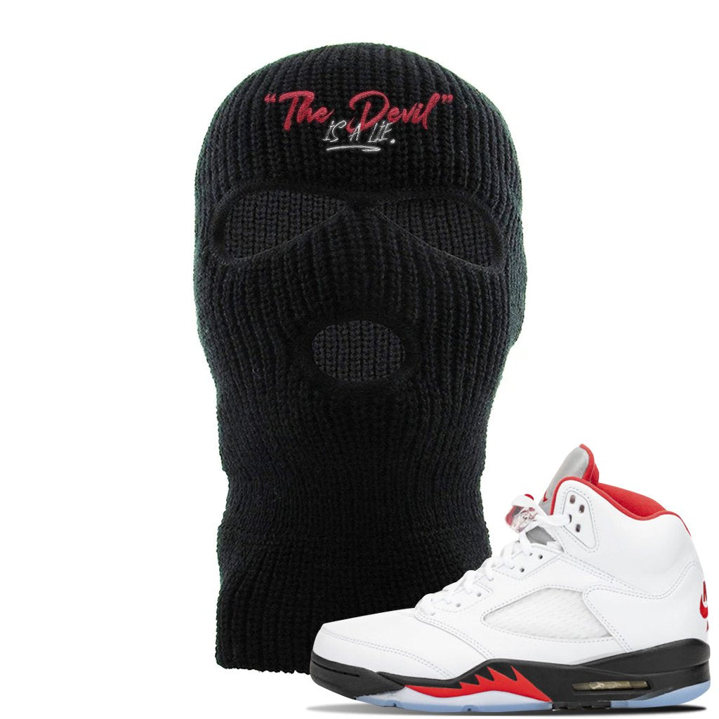 Jordan 5 OG Fire Sneaker Black Ski Mask | Winter Mask to match Nike Air Jordan 5 OG Fire Shoes | Devil Is A Lie