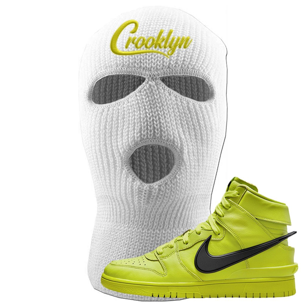 Atomic Green High Dunks Ski Mask | Crooklyn, White