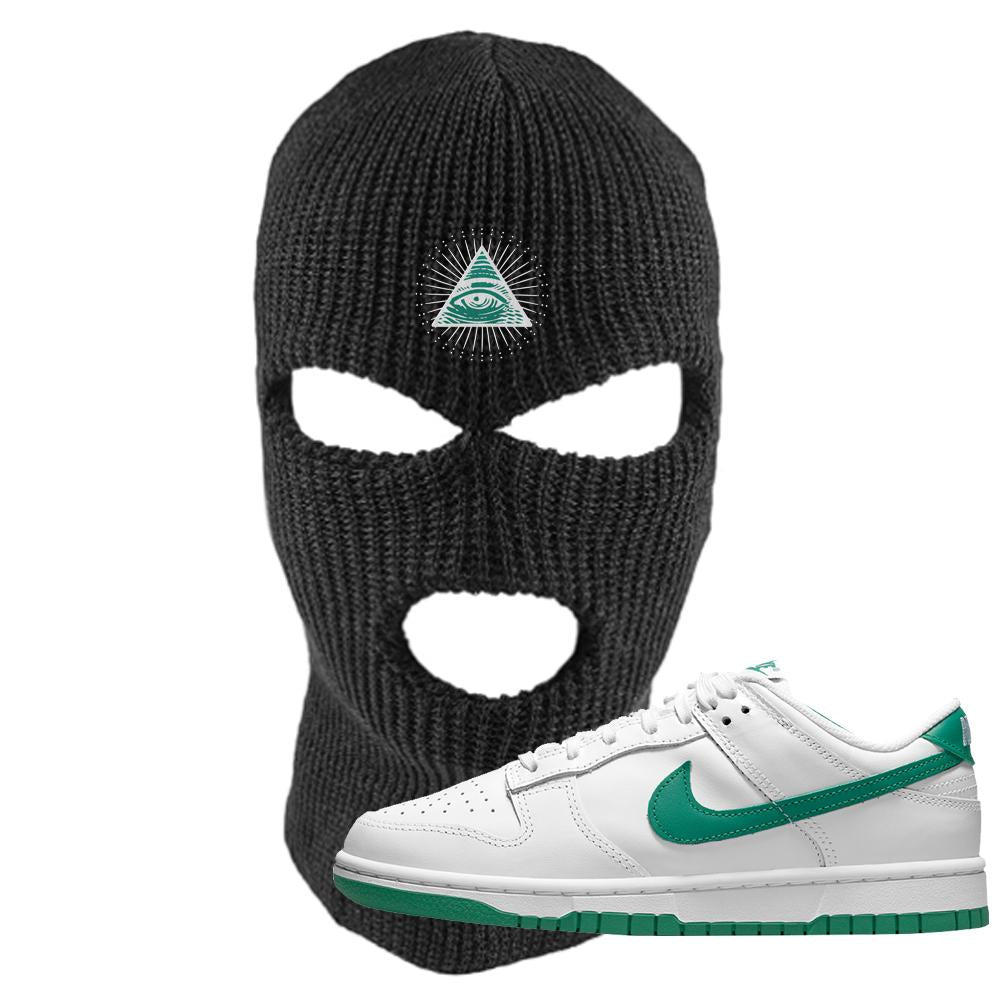 White Green Low Dunks Ski Mask | All Seeing Eye, Black