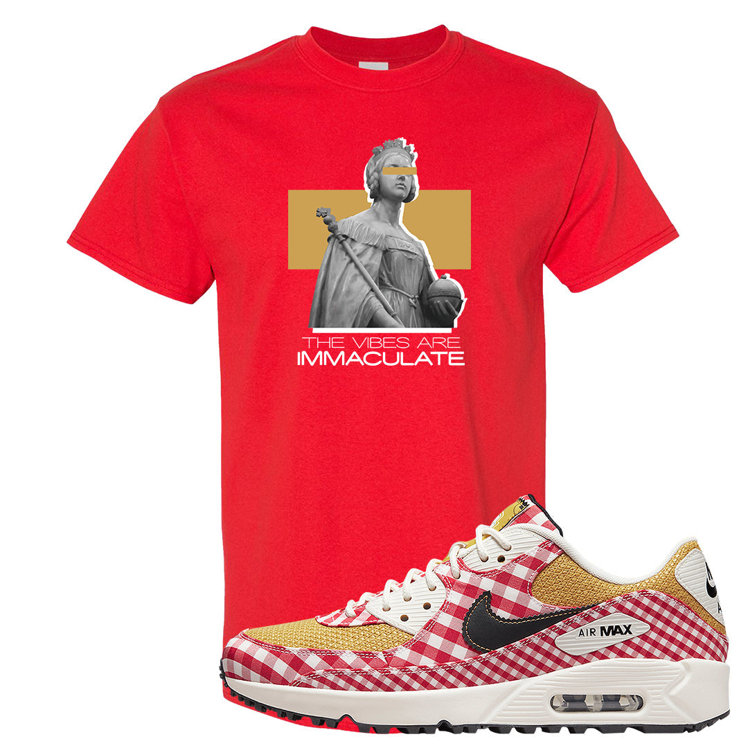 Picnic Golf 90s T Shirt | The Vibes Are Immaculate, Red