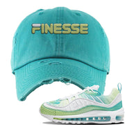 WMNS Air Max 98 Bubble Pack Sneaker Turquoise Distressed Dad Hat | Hat to match Nike WMNS Air Max 98 Bubble Pack Shoes | Finesse