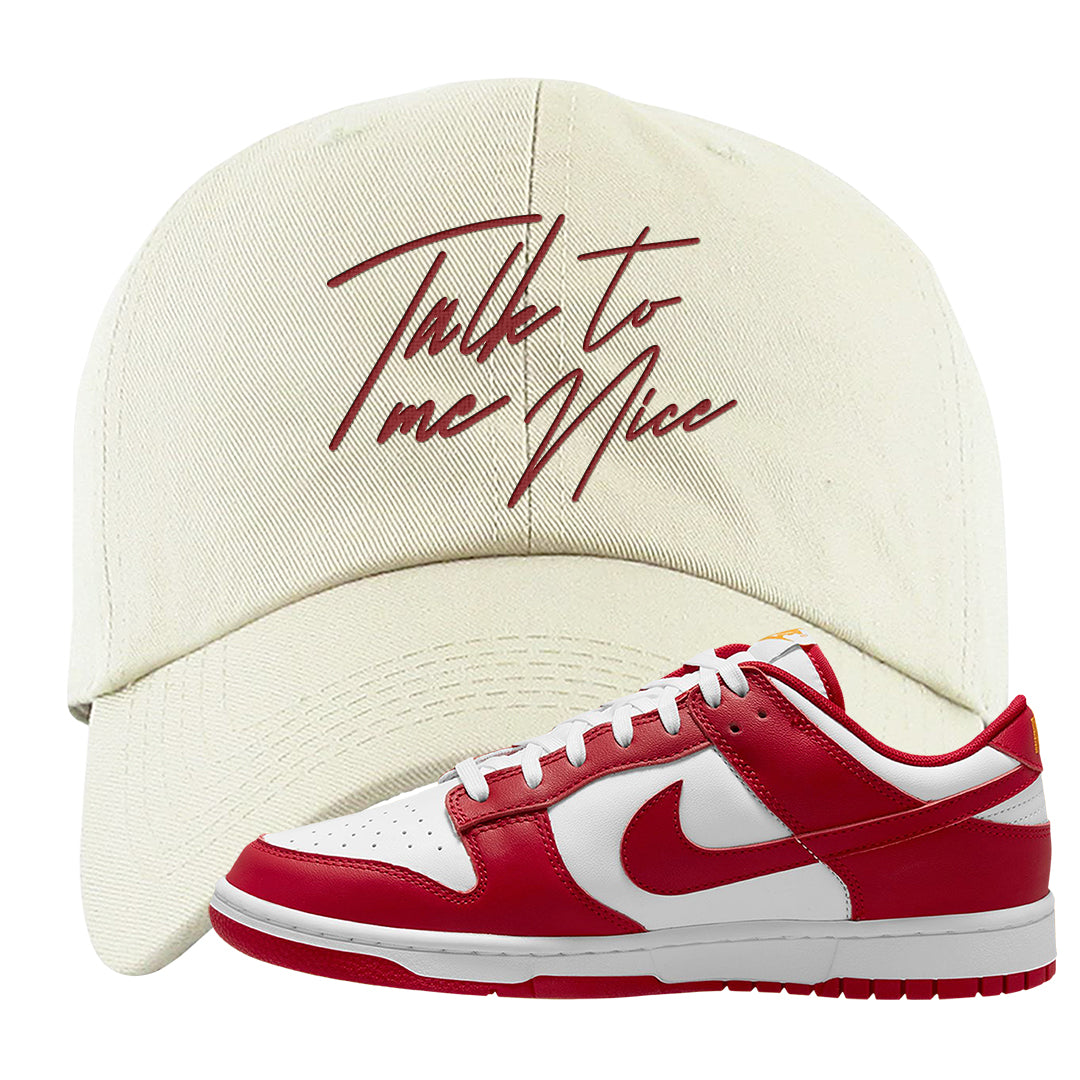 Red White Yellow Low Dunks Dad Hat | Talk To Me Nice, White