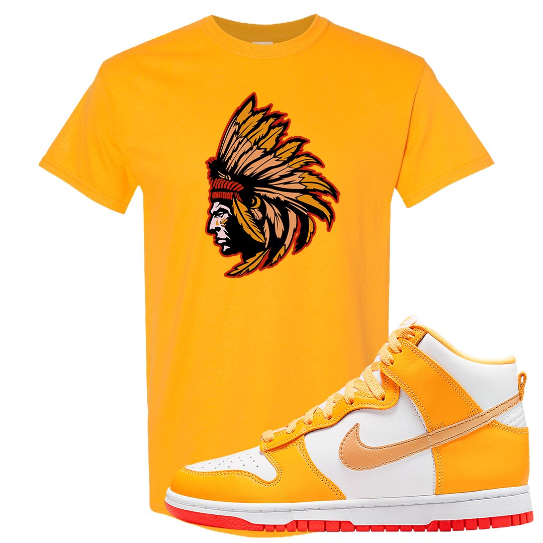 Yellow Gold Orange High Dunks T Shirt | Indian Chief, Gold