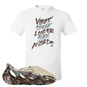 MX Cream Clay Foam Runners T Shirt | Vibes Speak Louder Than Words, White