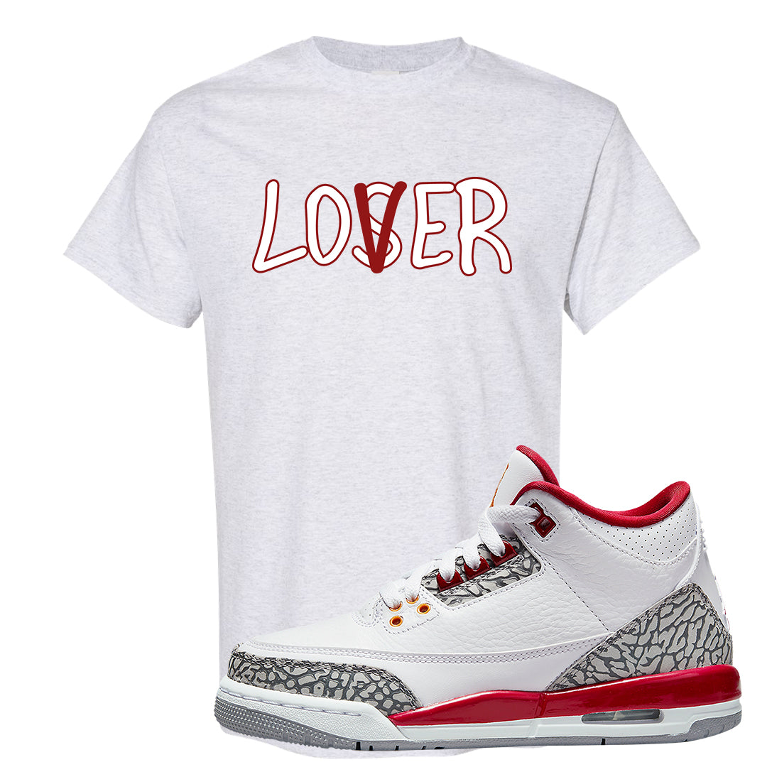 Cardinal Red 3s T Shirt | Lover, Ash