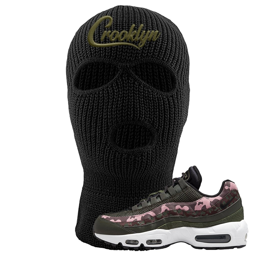 Olive Pink Camo 95s Ski Mask | Crooklyn, Black