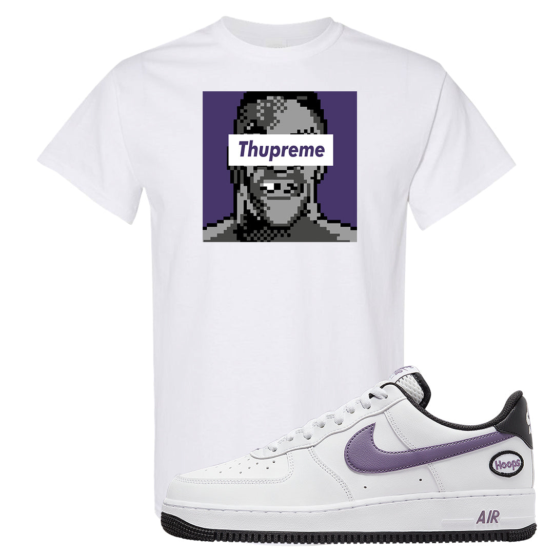 Canyon Purple Hoop AF1s T Shirt | Thupreme, White