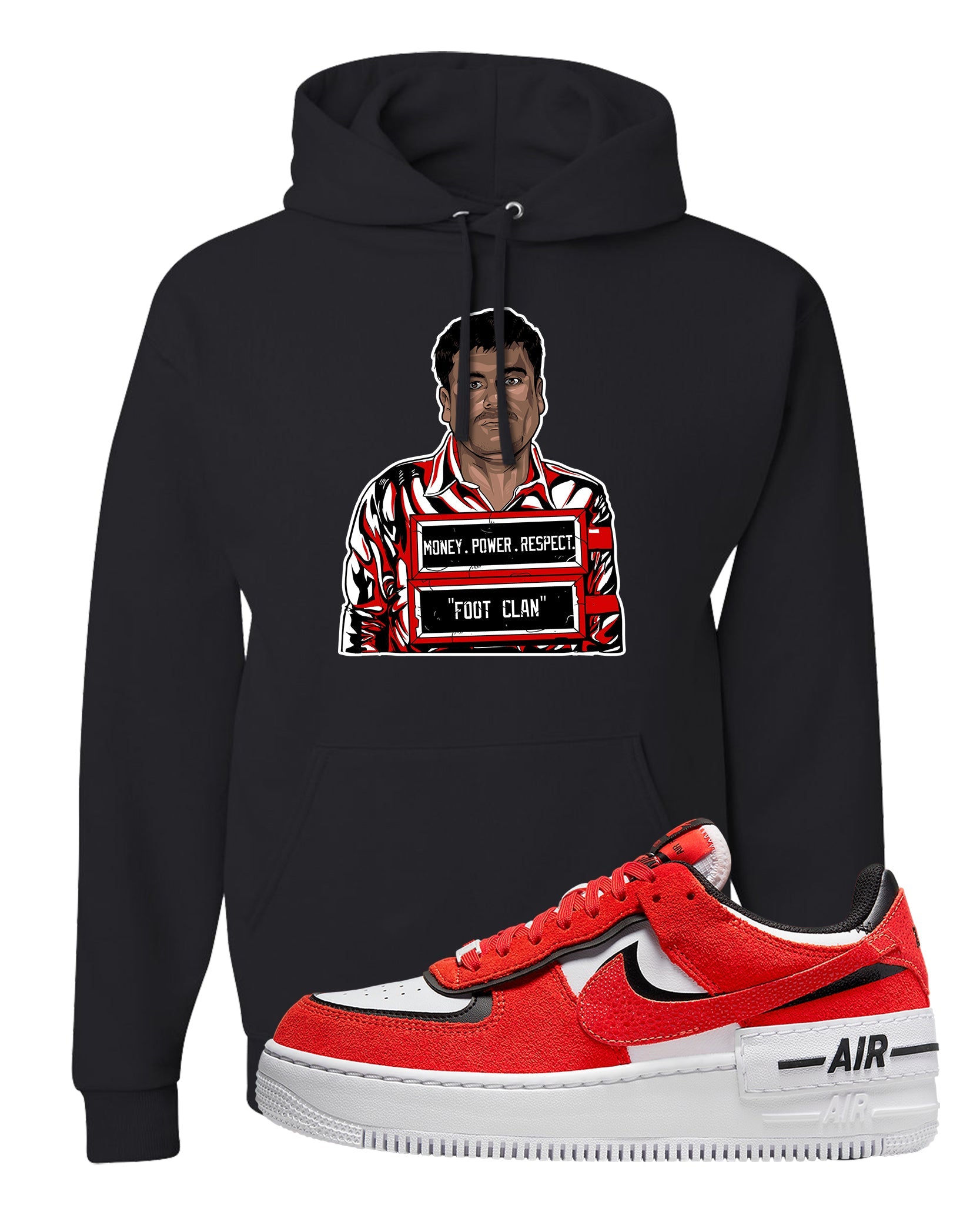 Shadow Chicago AF 1s Hoodie | El Chapo Illustration, Black