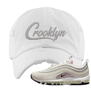 First Use Suede 97s Distressed Dad Hat | Crooklyn, White