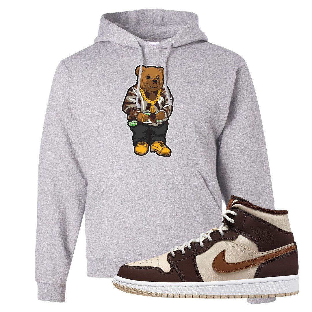 Brown Fleece Mid 1s Hoodie | Sweater Bear, Ash