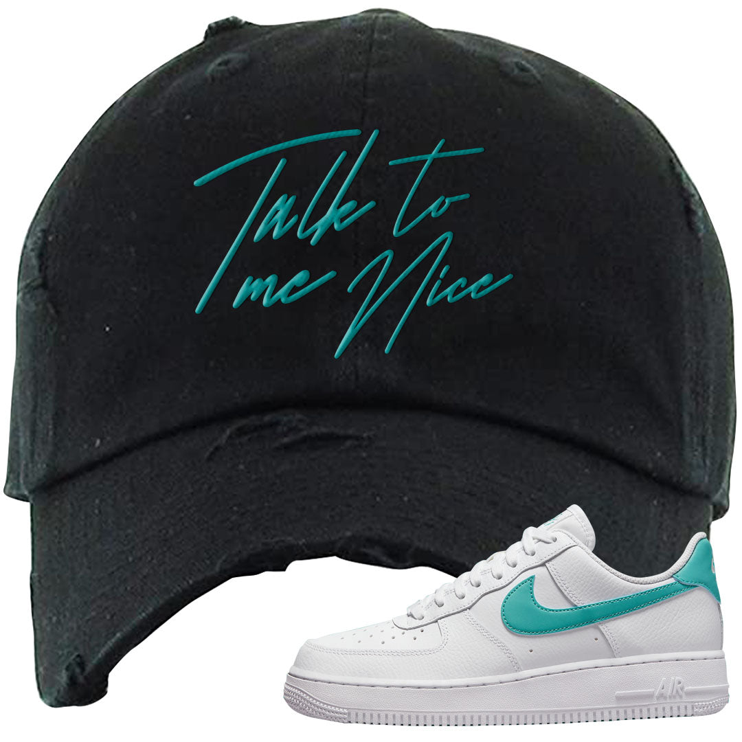 Washed Teal Low 1s Distressed Dad Hat | Talk To Me Nice, Black